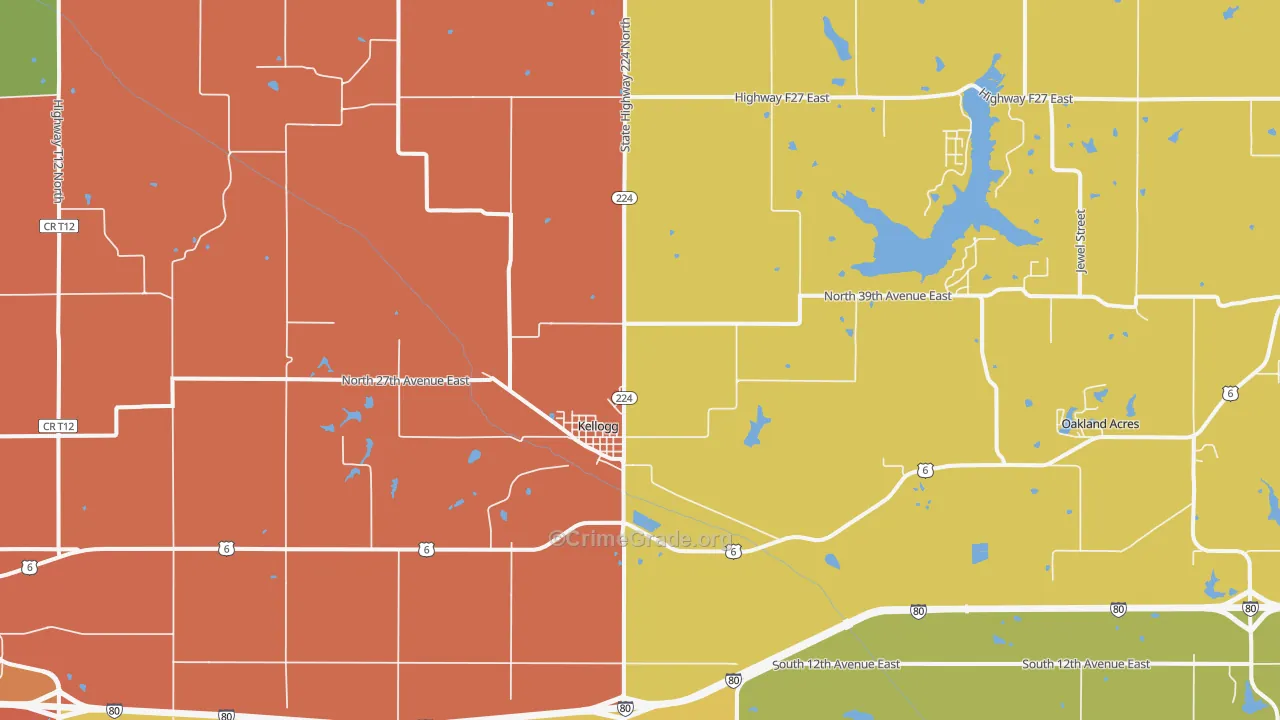 Kellogg, IA Map of Assault Rates