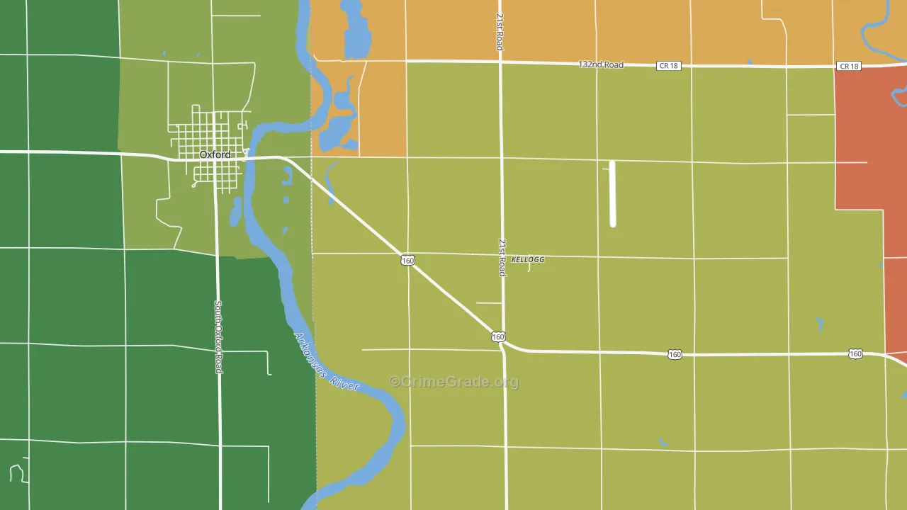 Kellogg, KS Map of Assault Rates