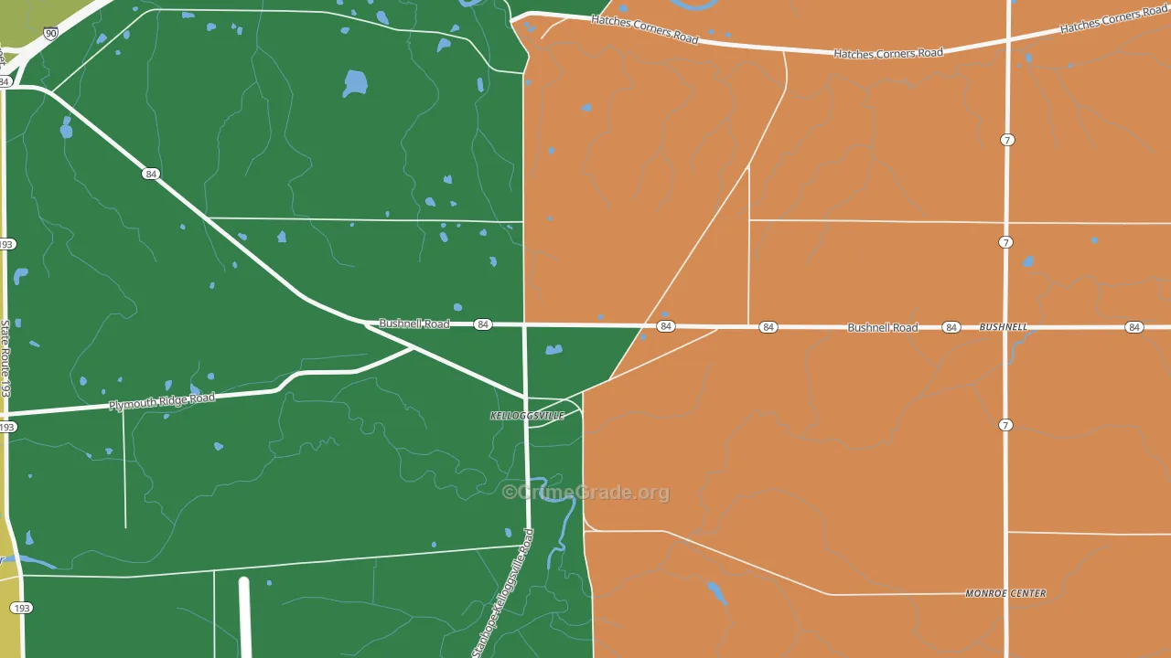 Kelloggsville, OH Map of Assault Rates