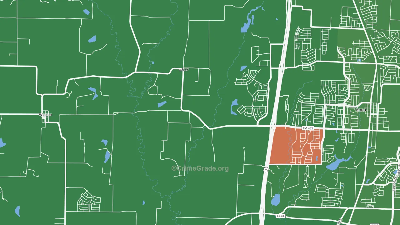 Kelly, TX Map of Assault Rates