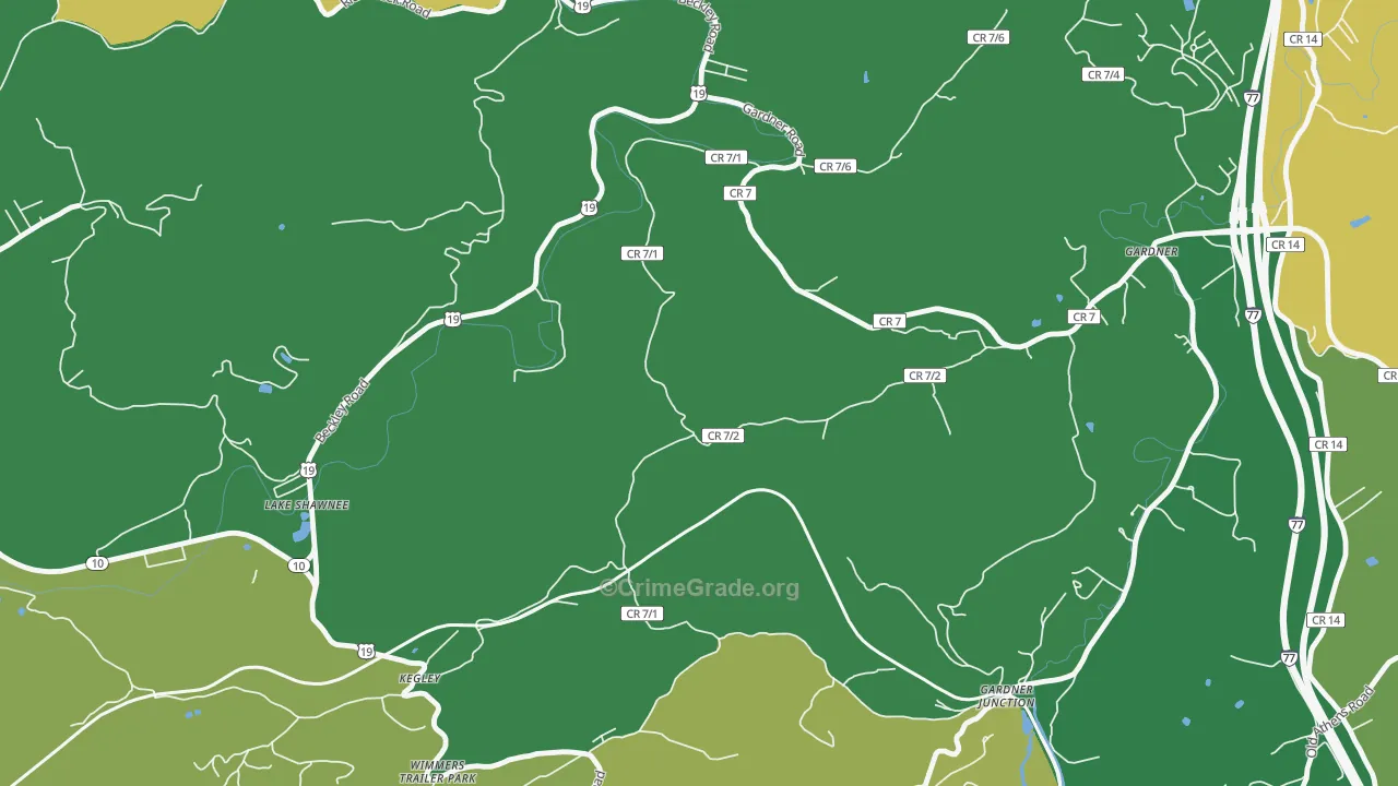 Kellysville, WV Map of Assault Rates