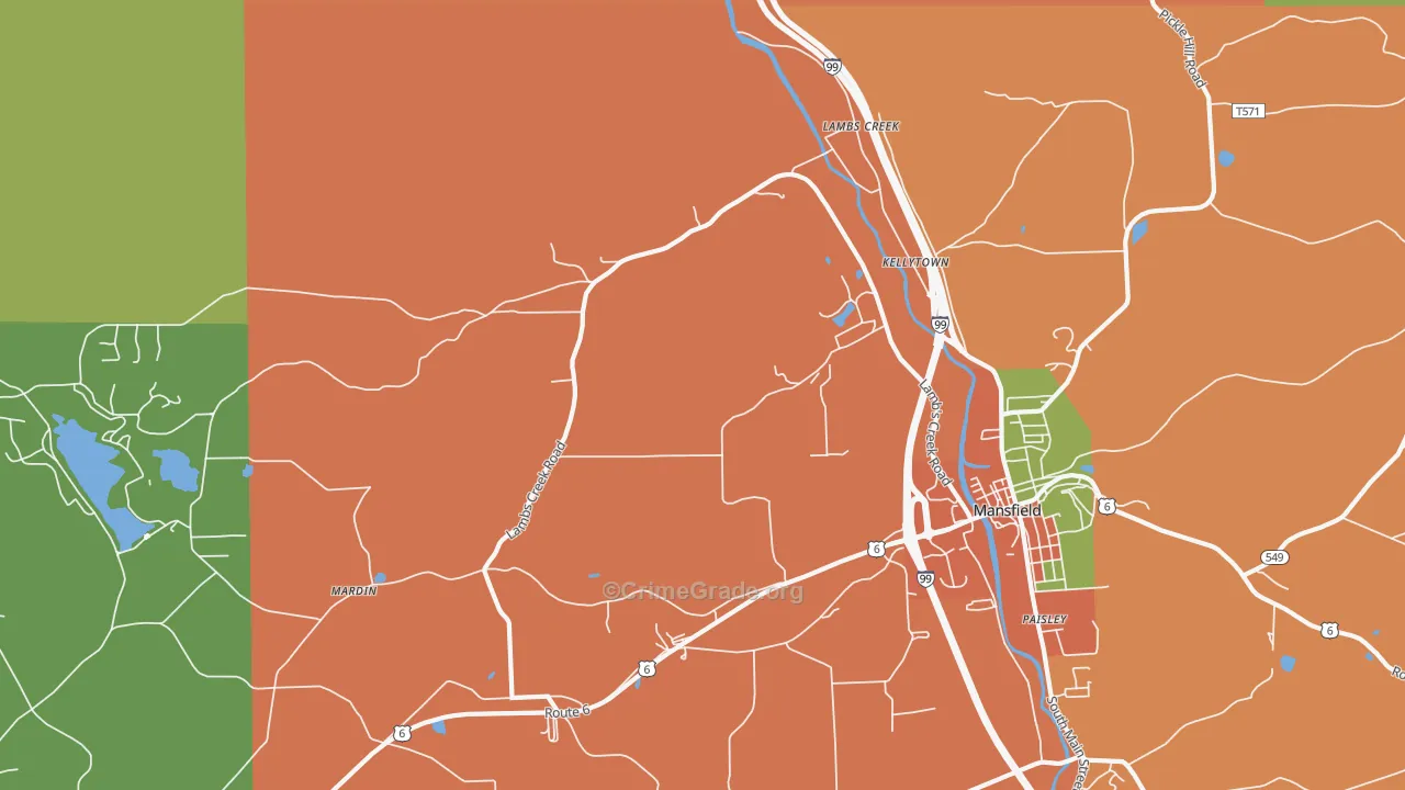 Kellytown, PA Map of Assault Rates