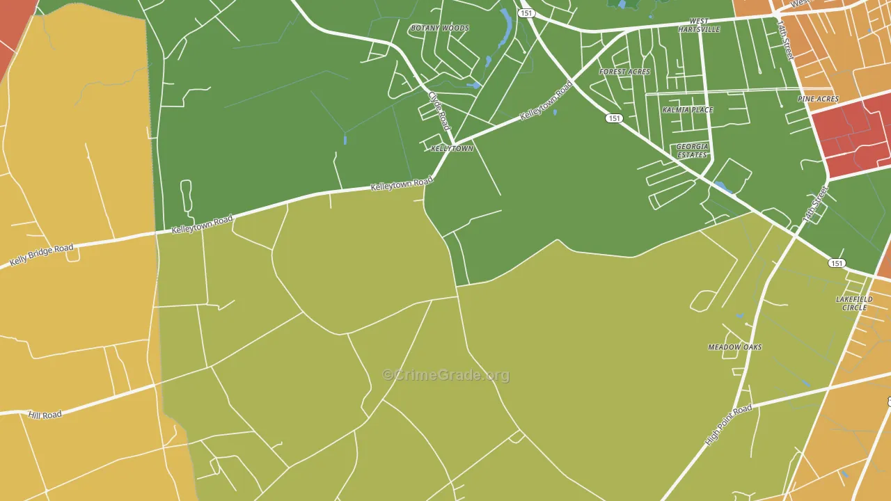 Kellytown, SC Map of Assault Rates