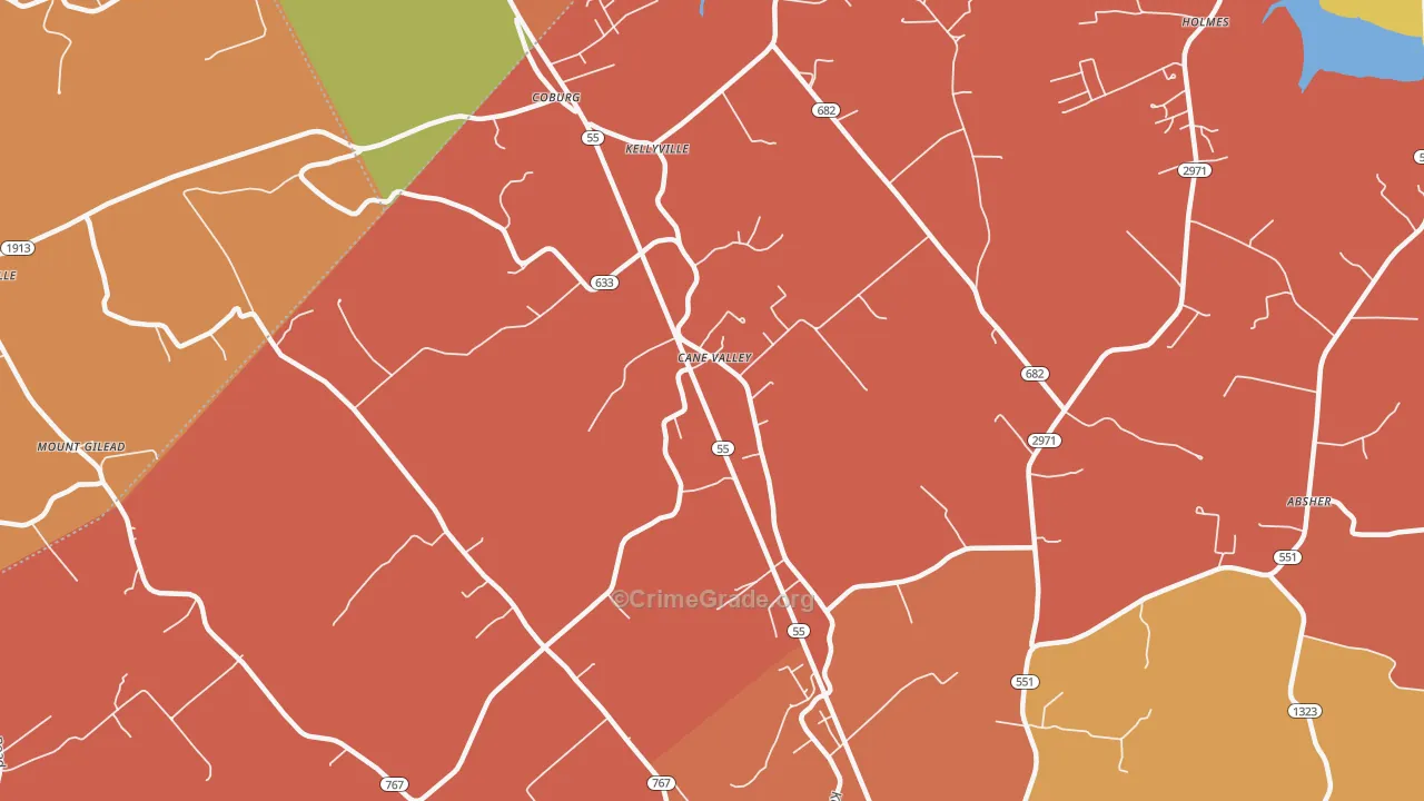 Kellyville, KY Map of Assault Rates