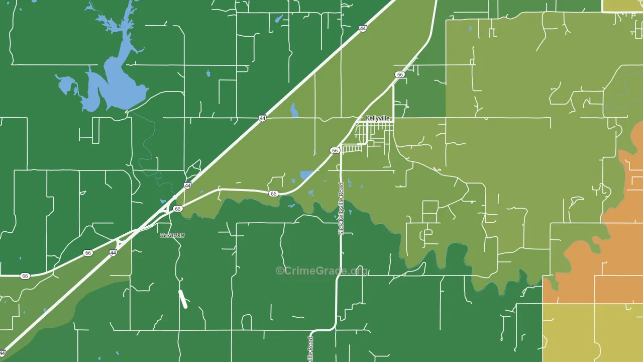 Kellyville, OK Map of Assault Rates