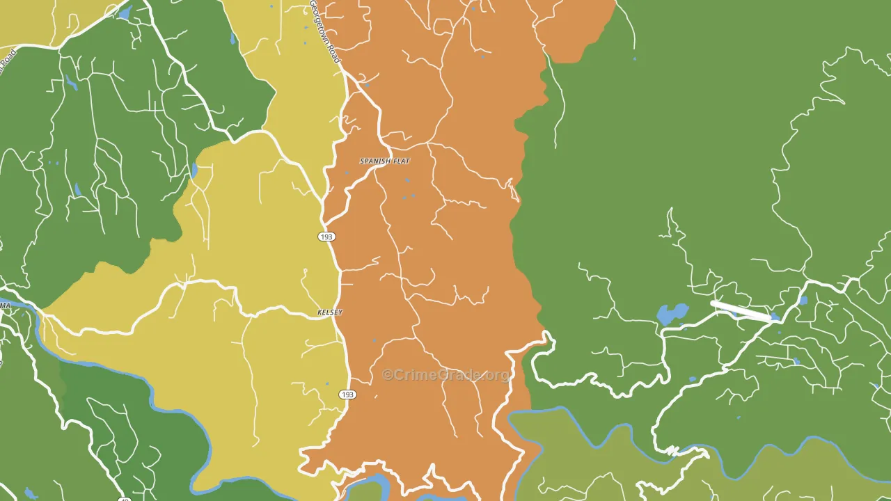 Kelsey, CA Map of Assault Rates