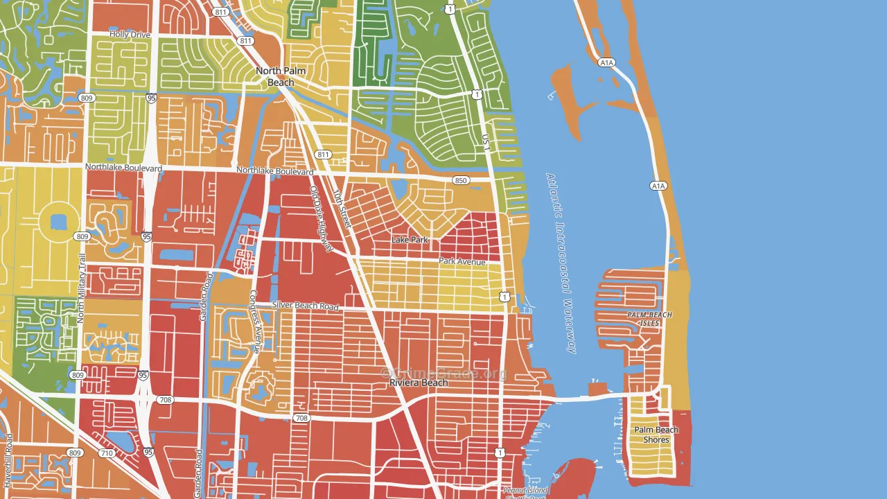 Kelsey City, Lake Park, FL Map of Assault Rates