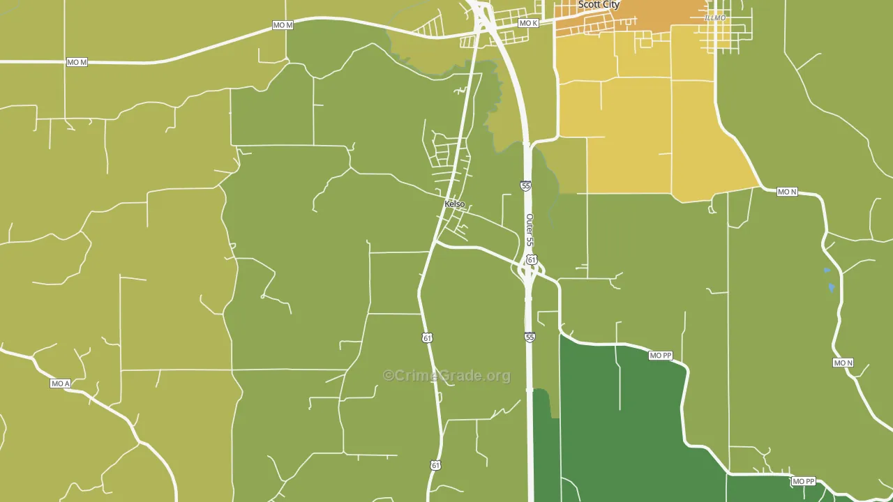Kelso, MO Map of Assault Rates