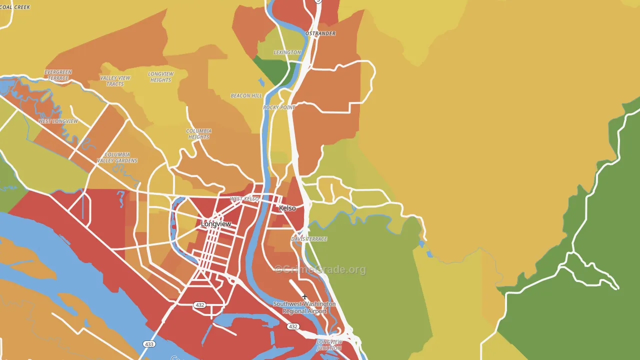 Kelso, WA Map of Assault Rates