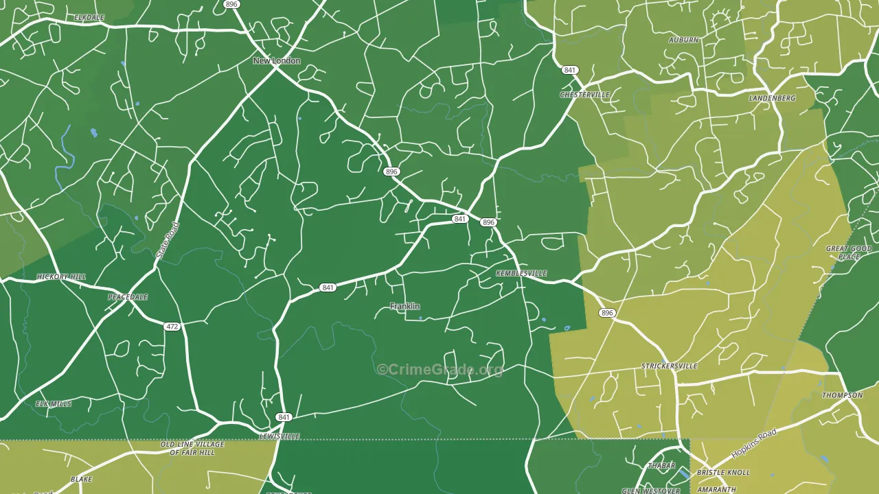 Kemblesville, PA Map of Assault Rates