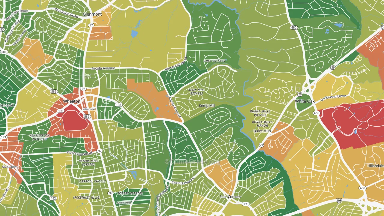 Kemp Mill, MD Map of Assault Rates