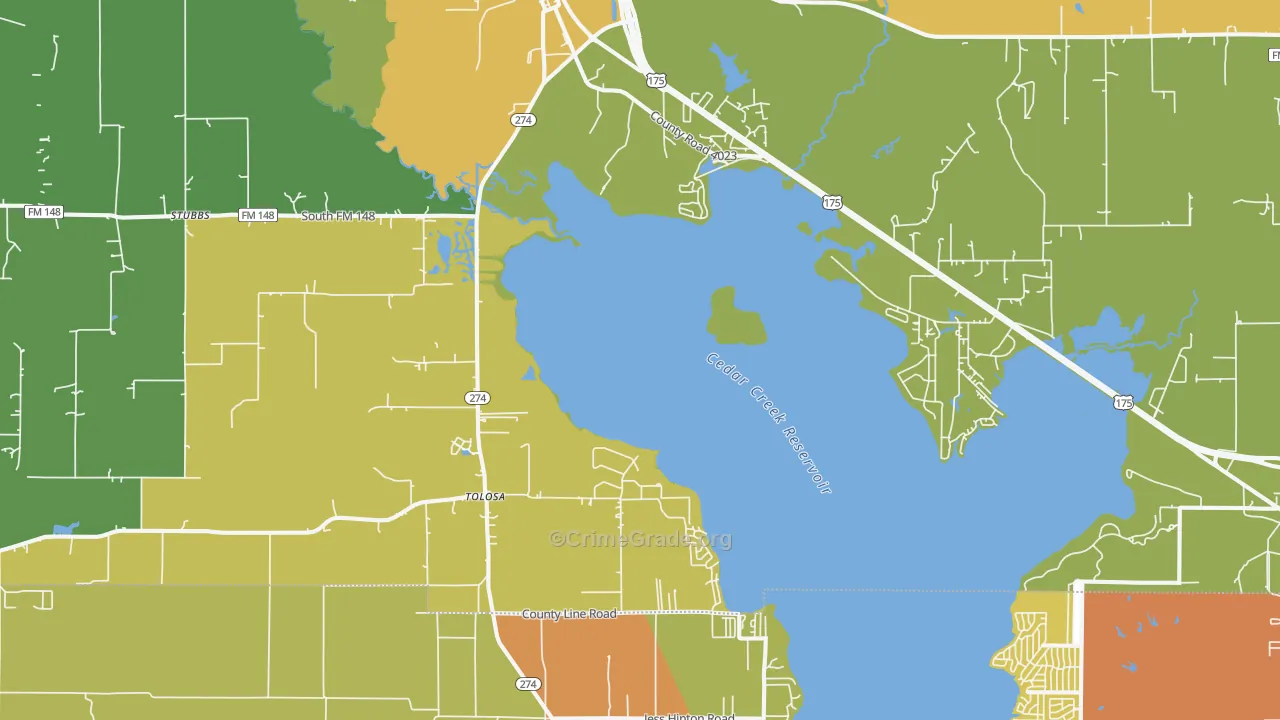 Kemp, TX Map of Assault Rates