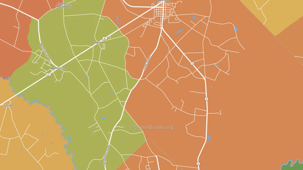 Kemper, SC Map of Assault Rates