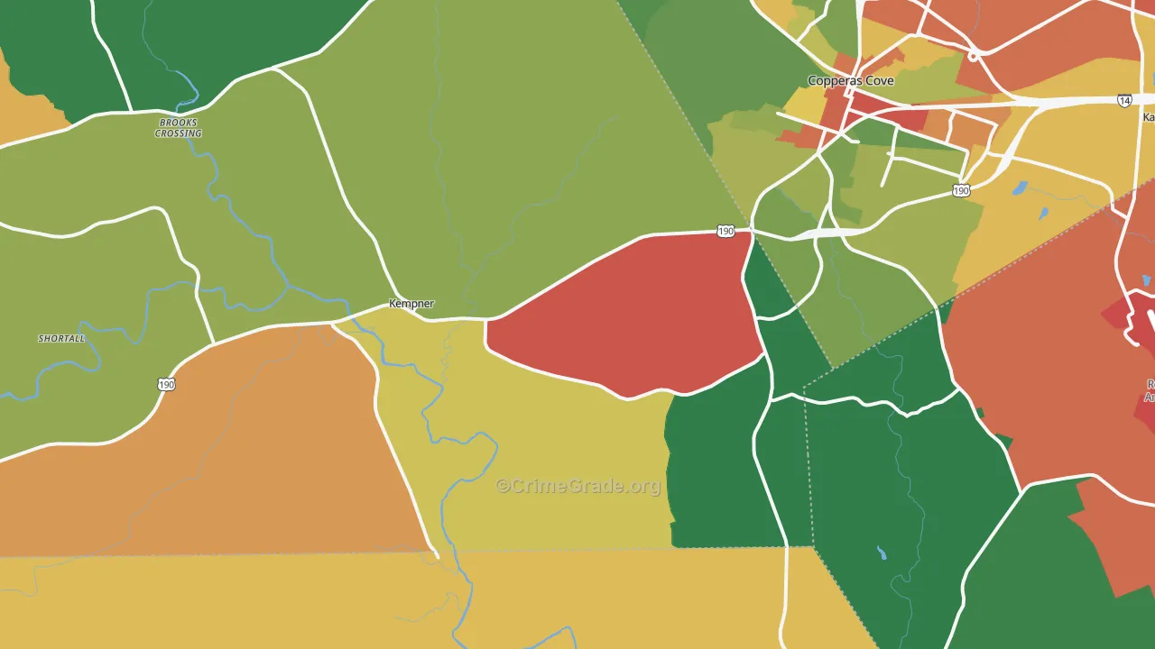 Kempner, TX Map of Assault Rates
