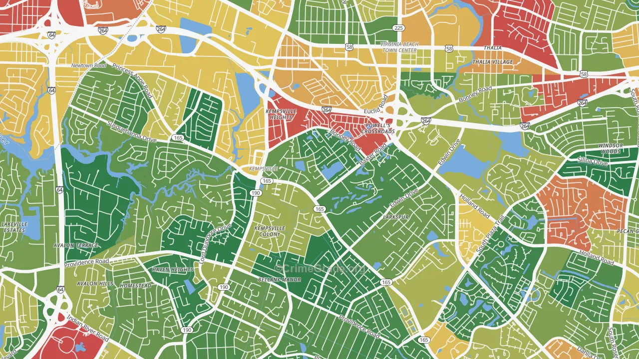 Kempsville Gardens, Virginia Beach, VA Map of Assault Rates
