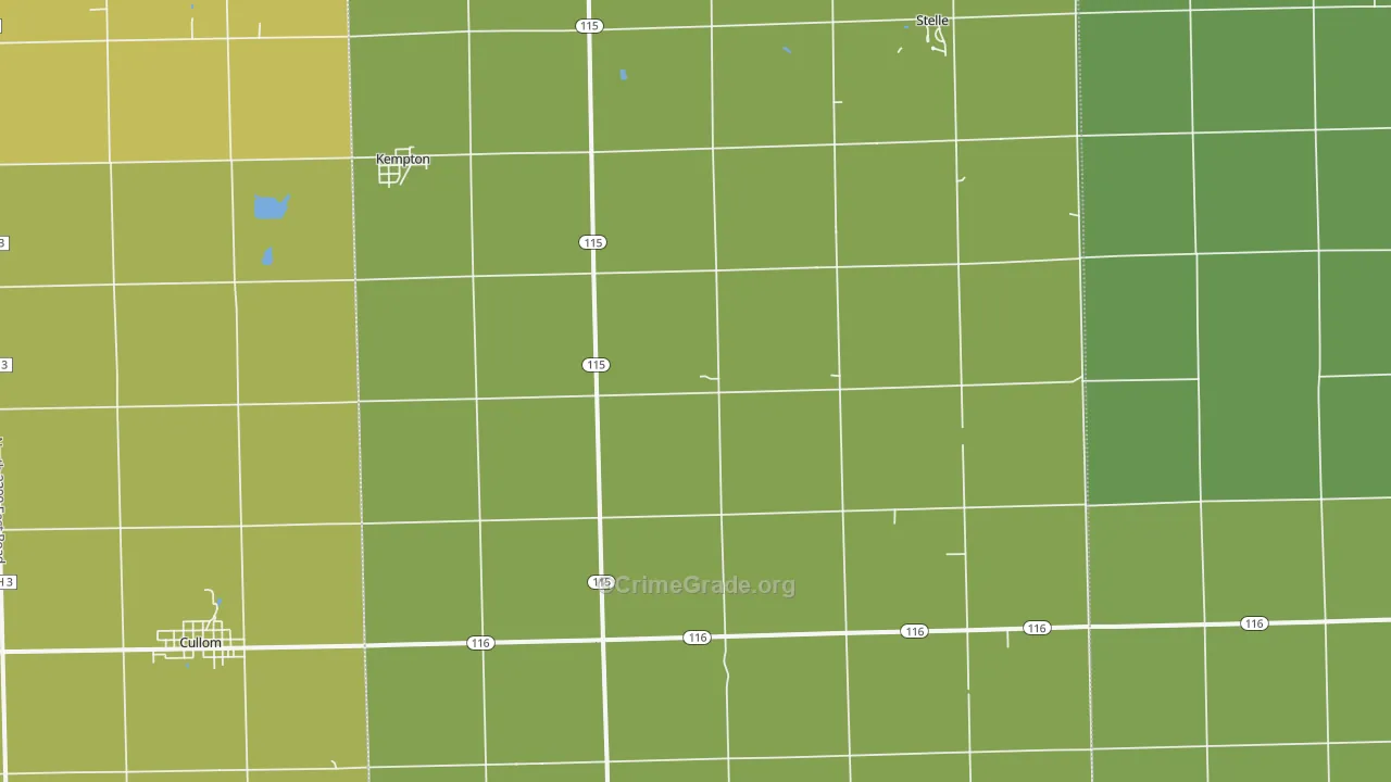 Kempton, IL Map of Assault Rates