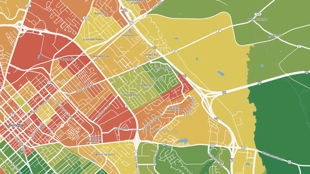 Kenawood-Rockwood, Lexington, KY Map of Assault Rates