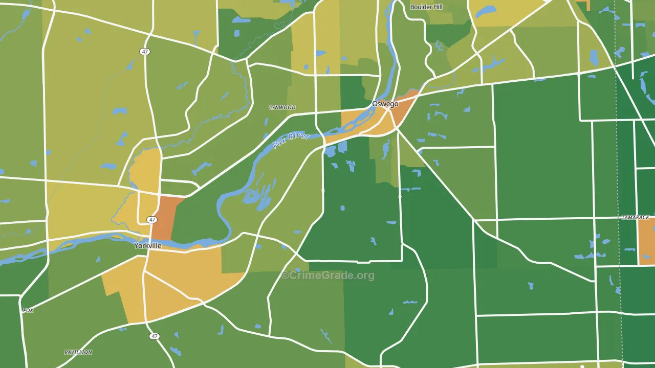 Kendall County, IL Map of Assault Rates