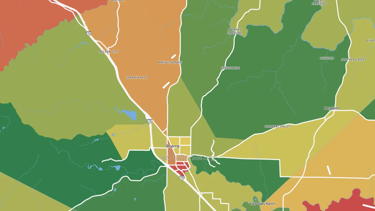 Kendall County, TX Map of Assault Rates