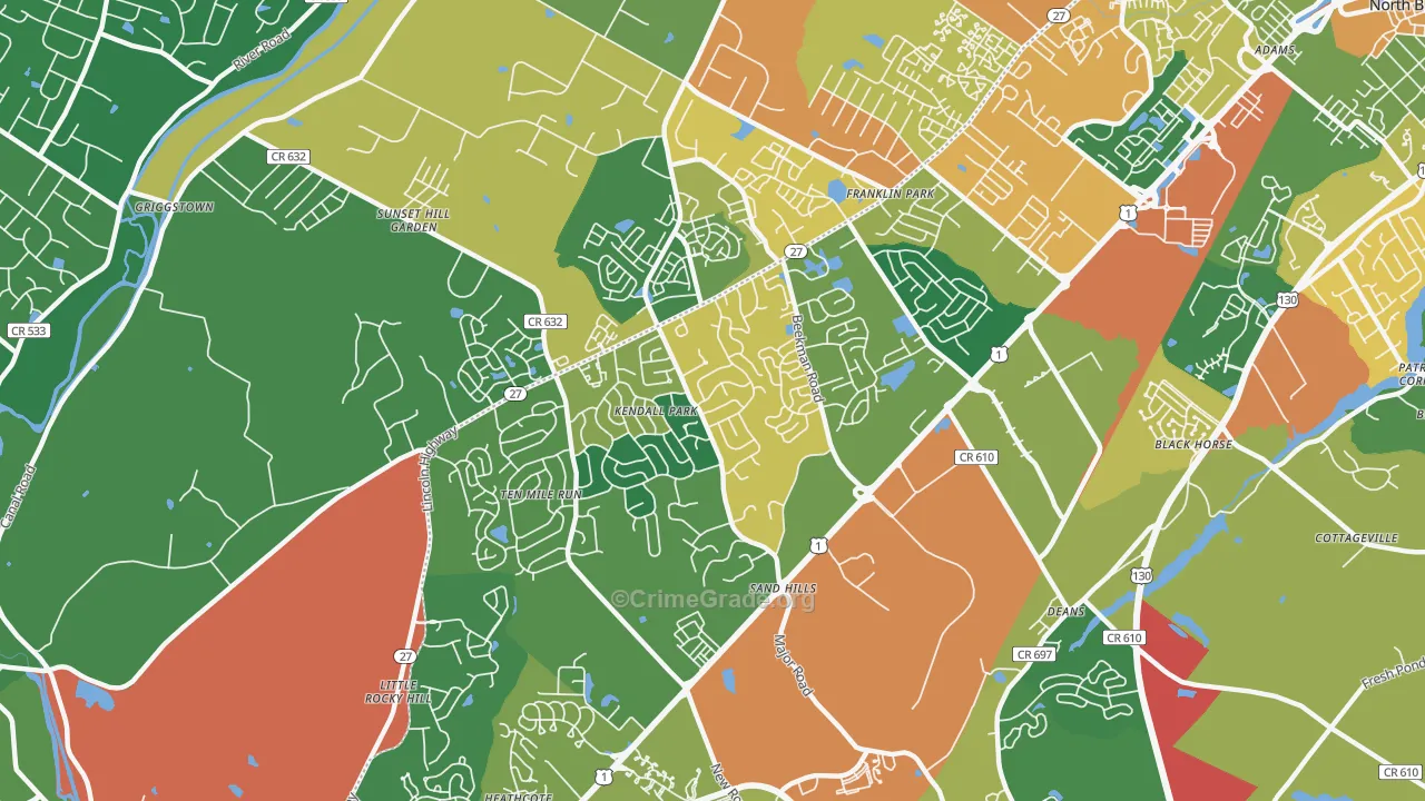 Kendall Park, NJ Map of Assault Rates