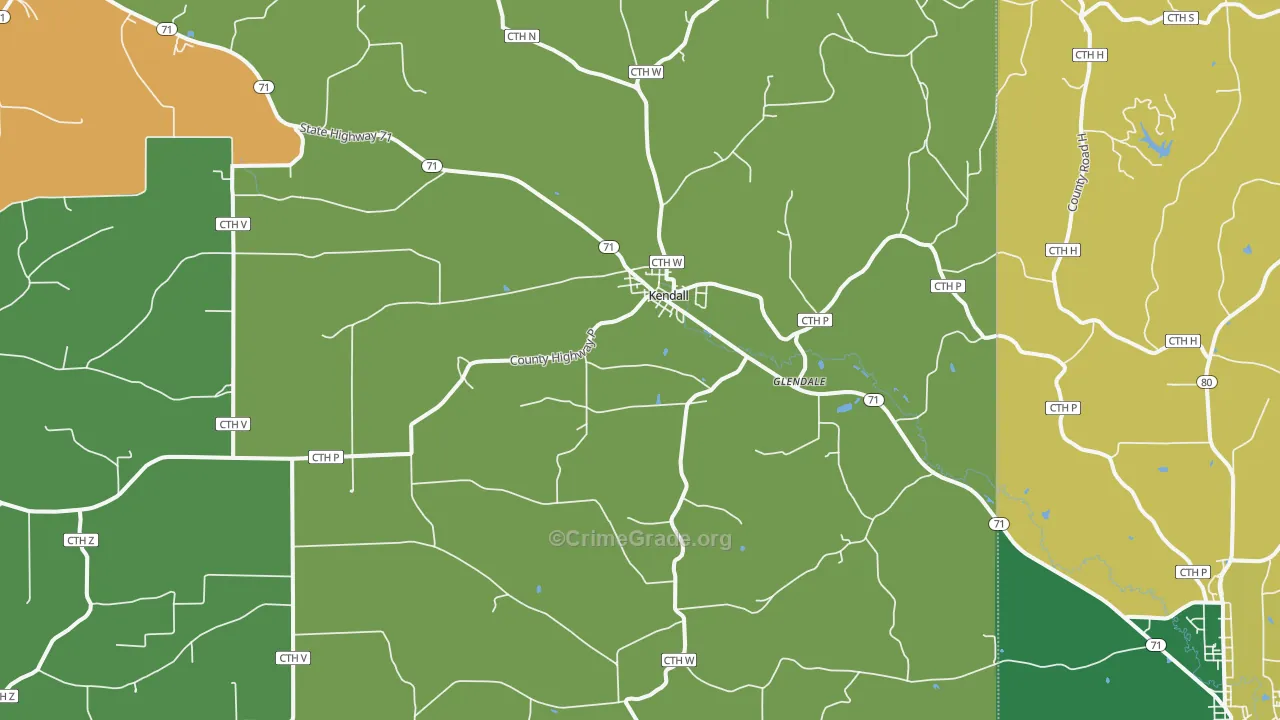 Kendall, WI Map of Assault Rates