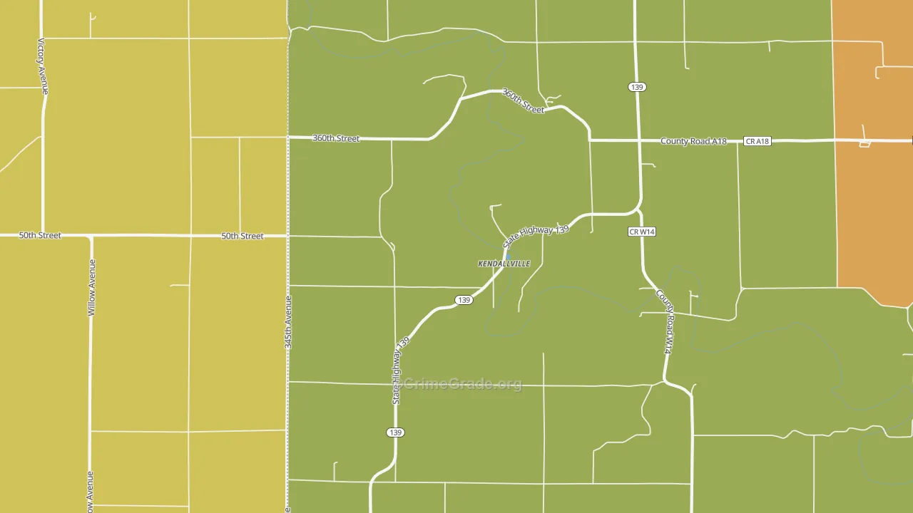 Kendallville, IA Map of Assault Rates
