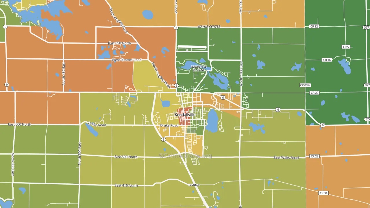 Kendallville, IN Map of Assault Rates