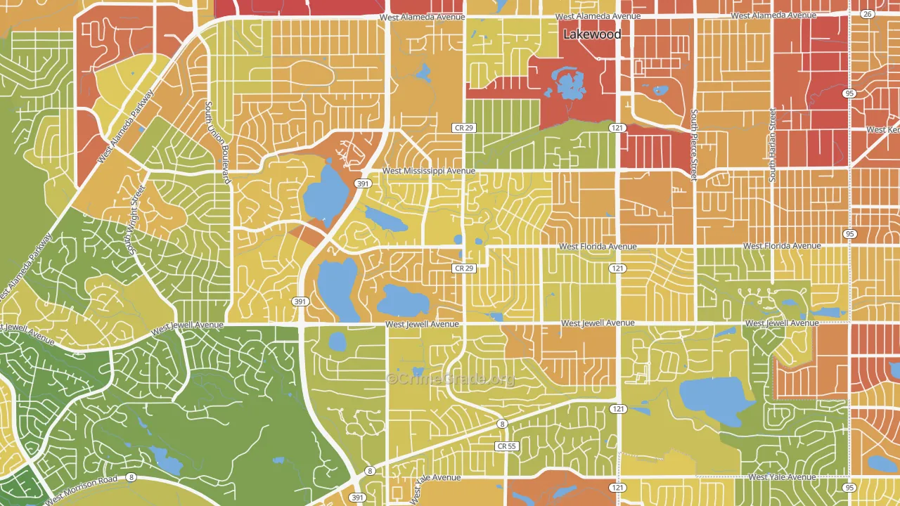 Kendrick Lake, Lakewood, CO Map of Assault Rates