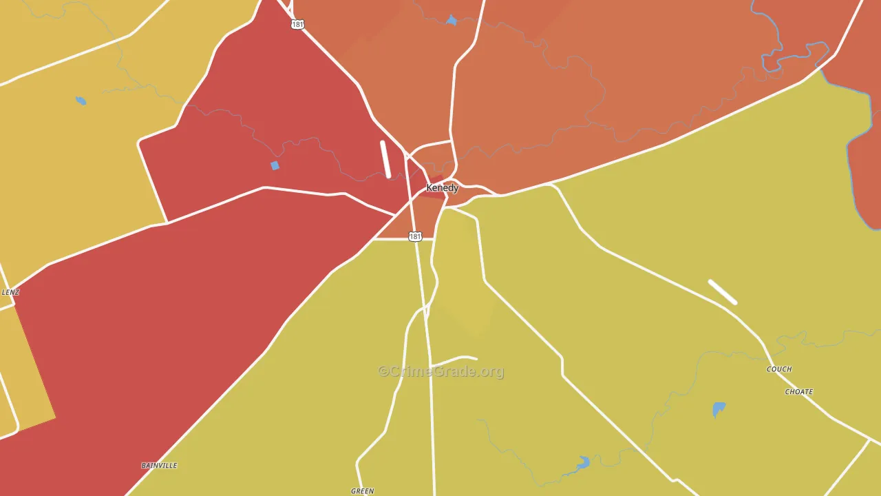 Kenedy, TX Map of Assault Rates