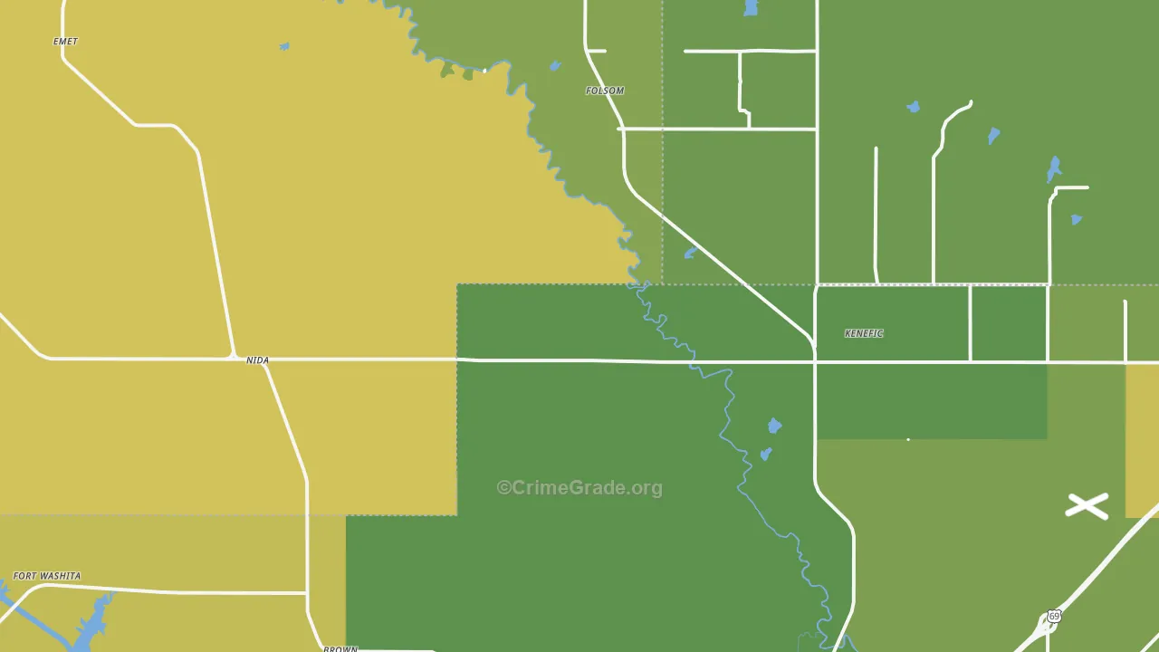 Kenefic, OK Map of Assault Rates
