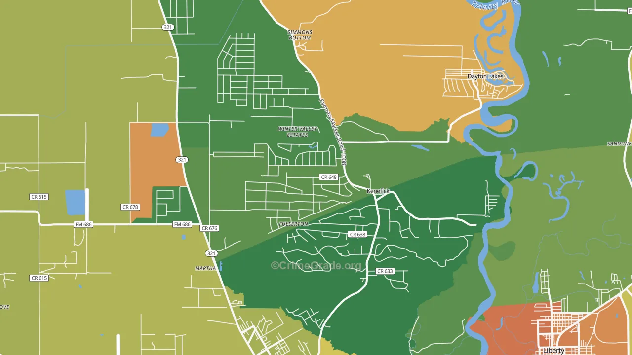 Kenefick, TX Map of Assault Rates