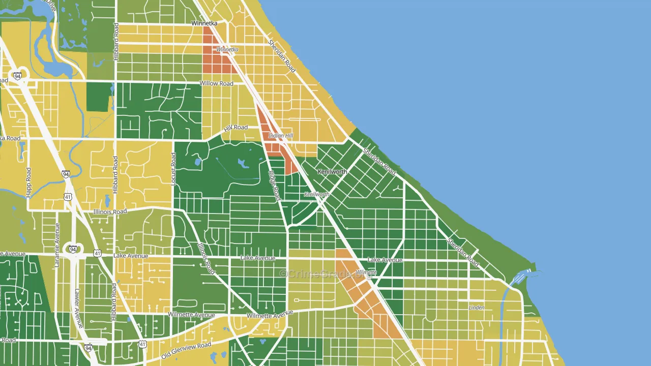 Kenilworth, IL Map of Assault Rates
