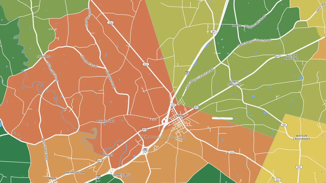 Kenly, NC Map of Assault Rates