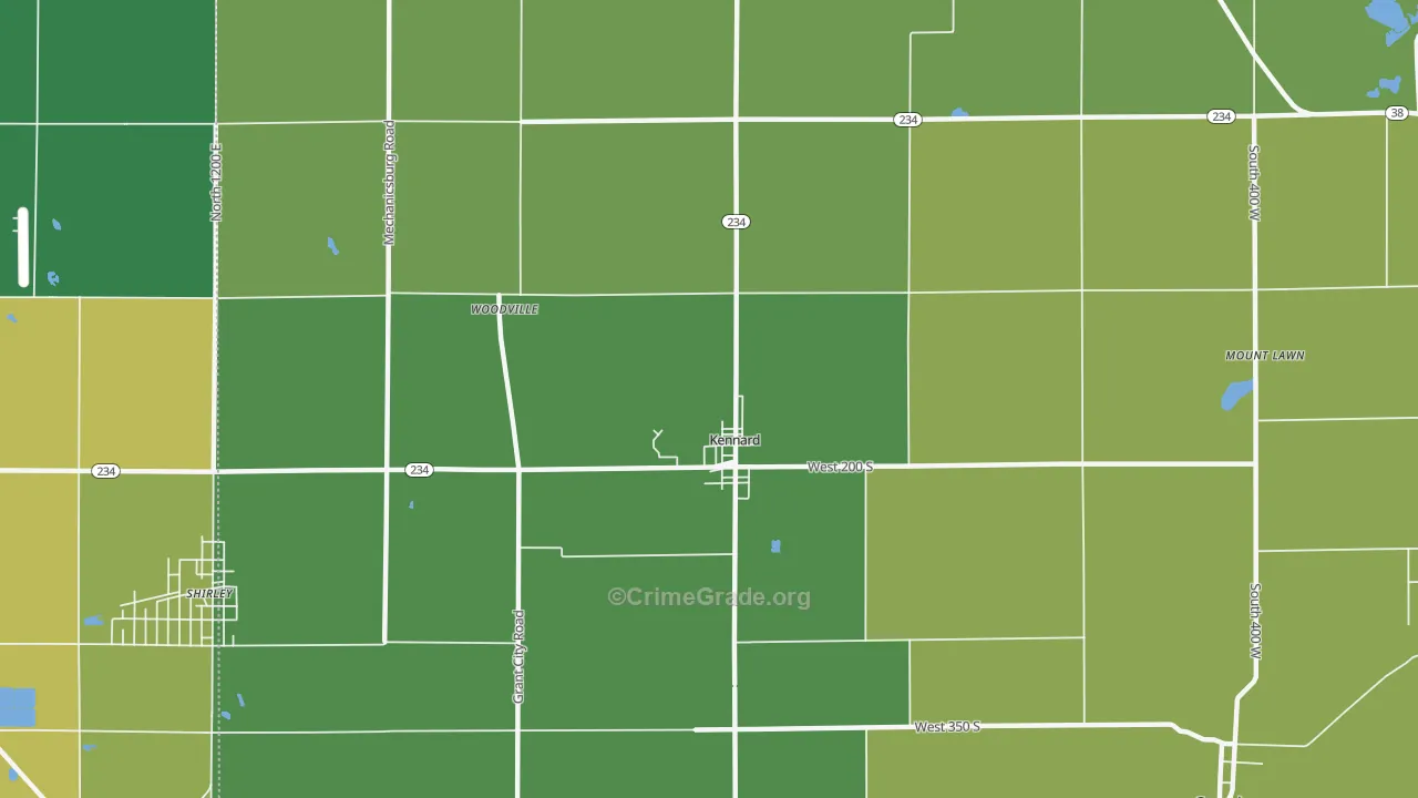 Kennard, IN Map of Assault Rates