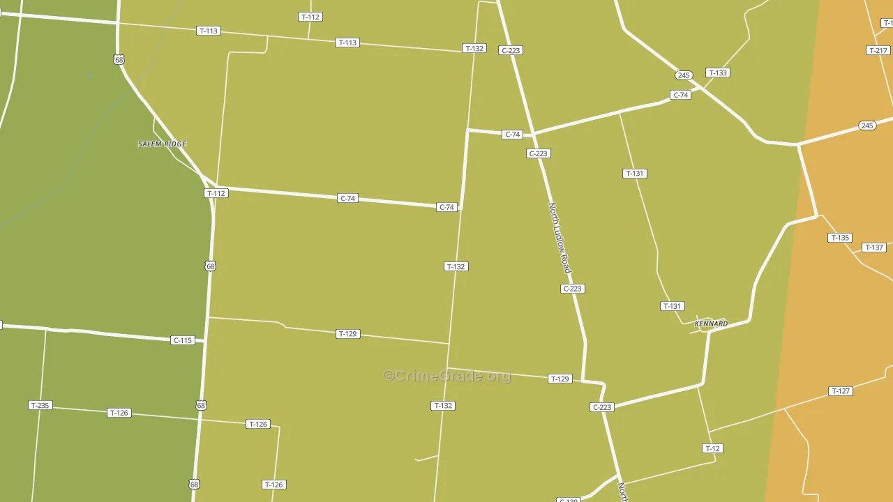 Kennard, OH Map of Assault Rates