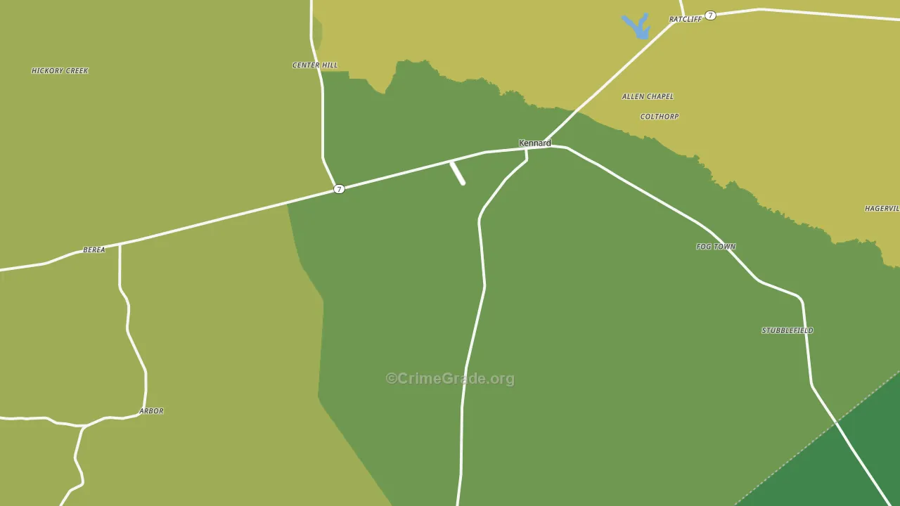 Kennard, TX Map of Assault Rates