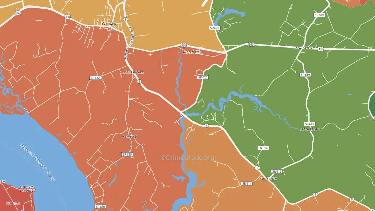 Kennard, VA Map of Assault Rates