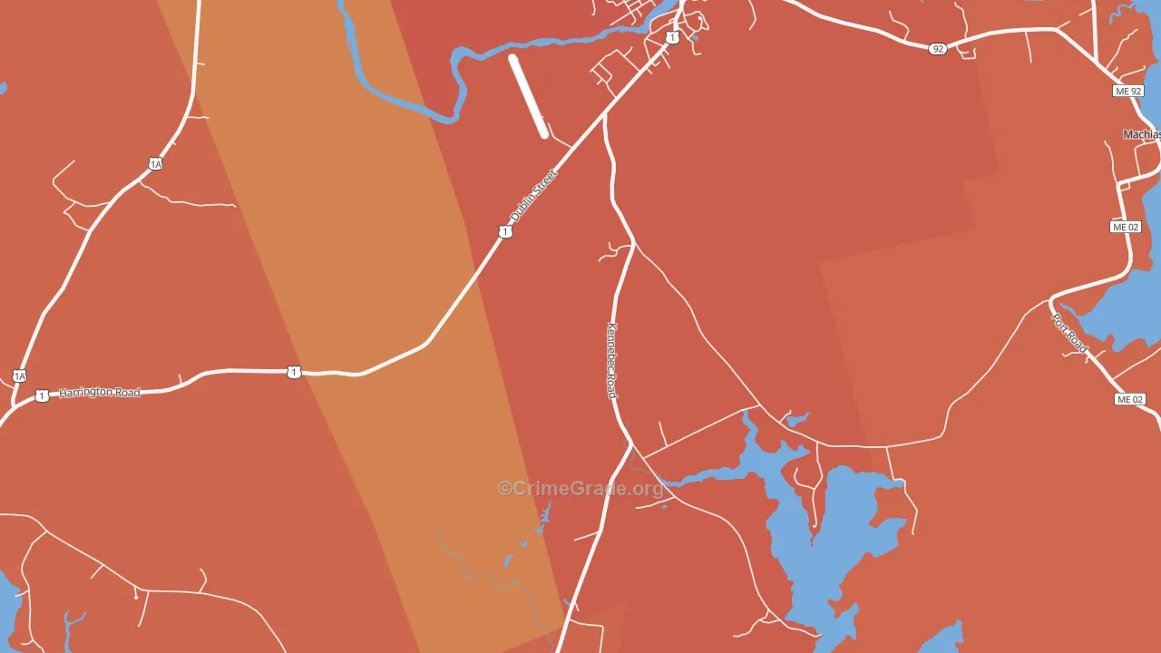 Kennebec, ME Map of Assault Rates