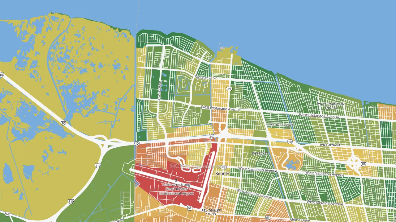 Kenner, LA Map of Assault Rates