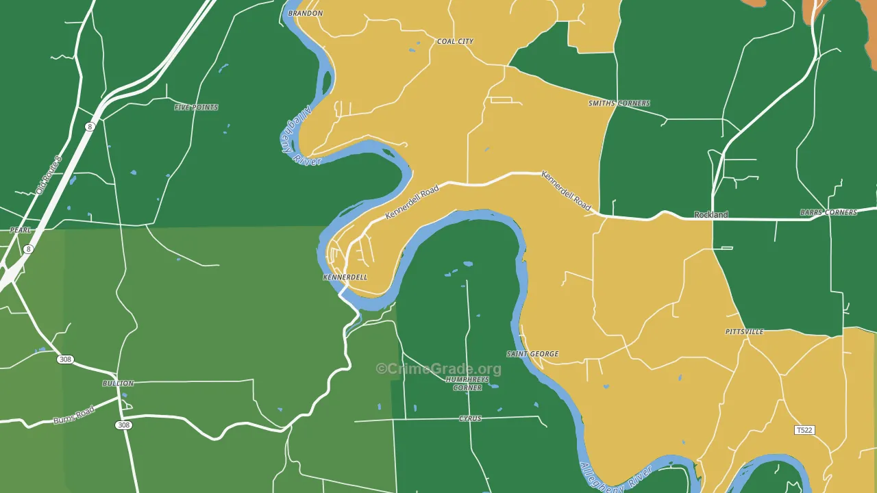 Kennerdell, PA Map of Assault Rates