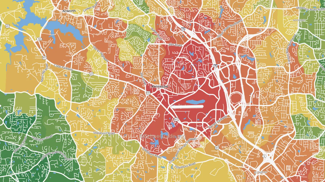 Kennesaw, GA Map of Assault Rates