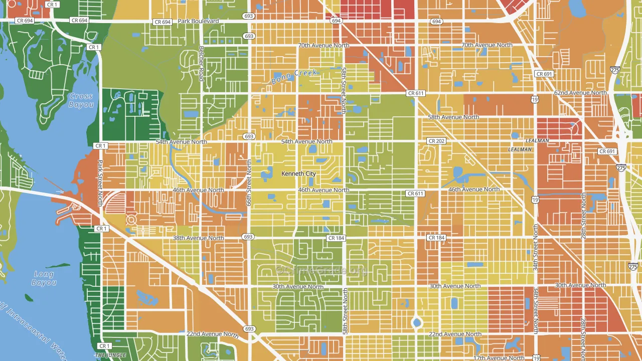 Kenneth City, FL Map of Assault Rates