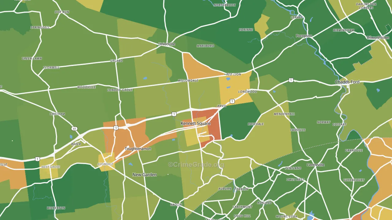 Kennett Square, PA Map of Assault Rates