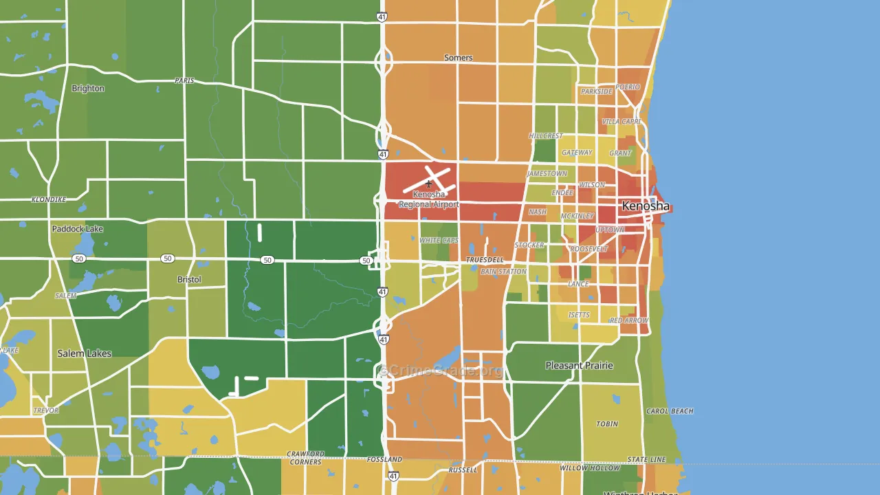 Kenosha County, WI Map of Assault Rates