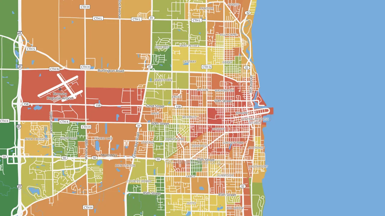 Kenosha, WI Map of Assault Rates
