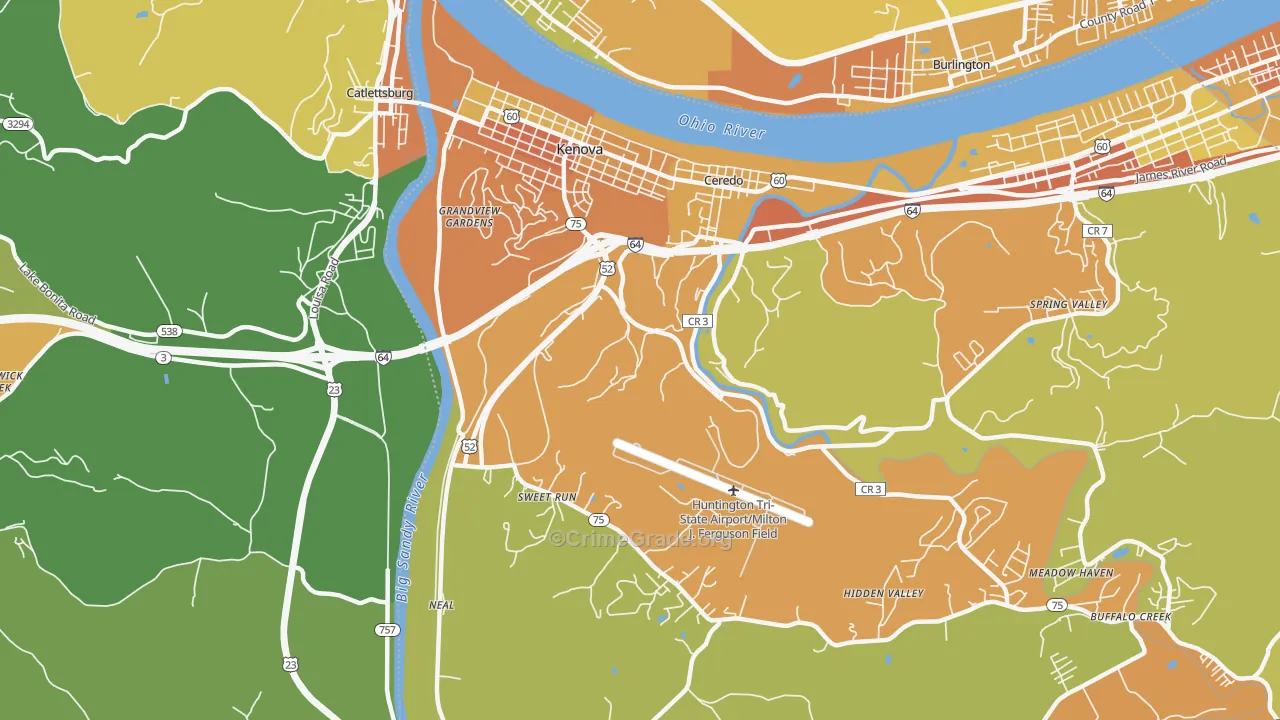 Kenova, WV Map of Assault Rates