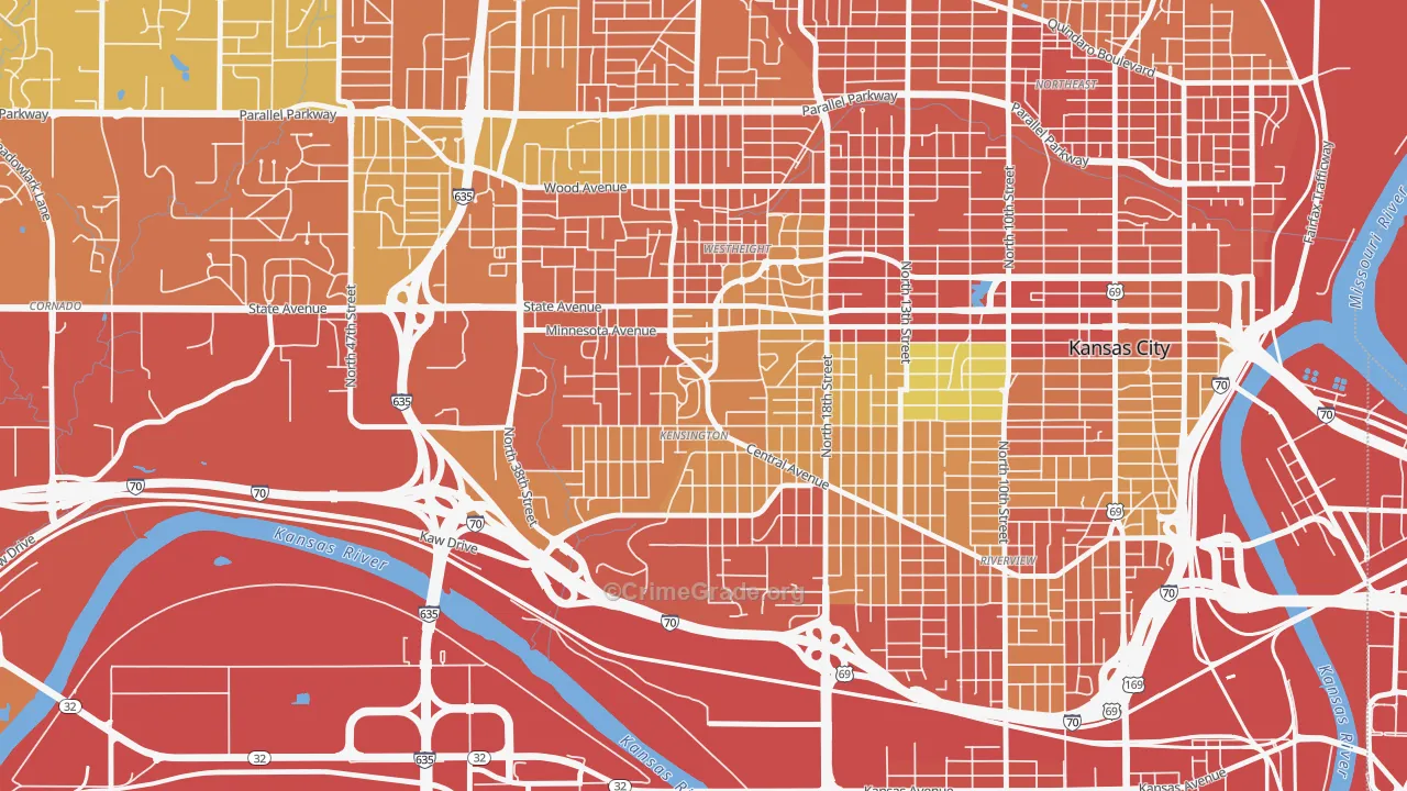 Kensington, Kansas City, KS Map of Assault Rates
