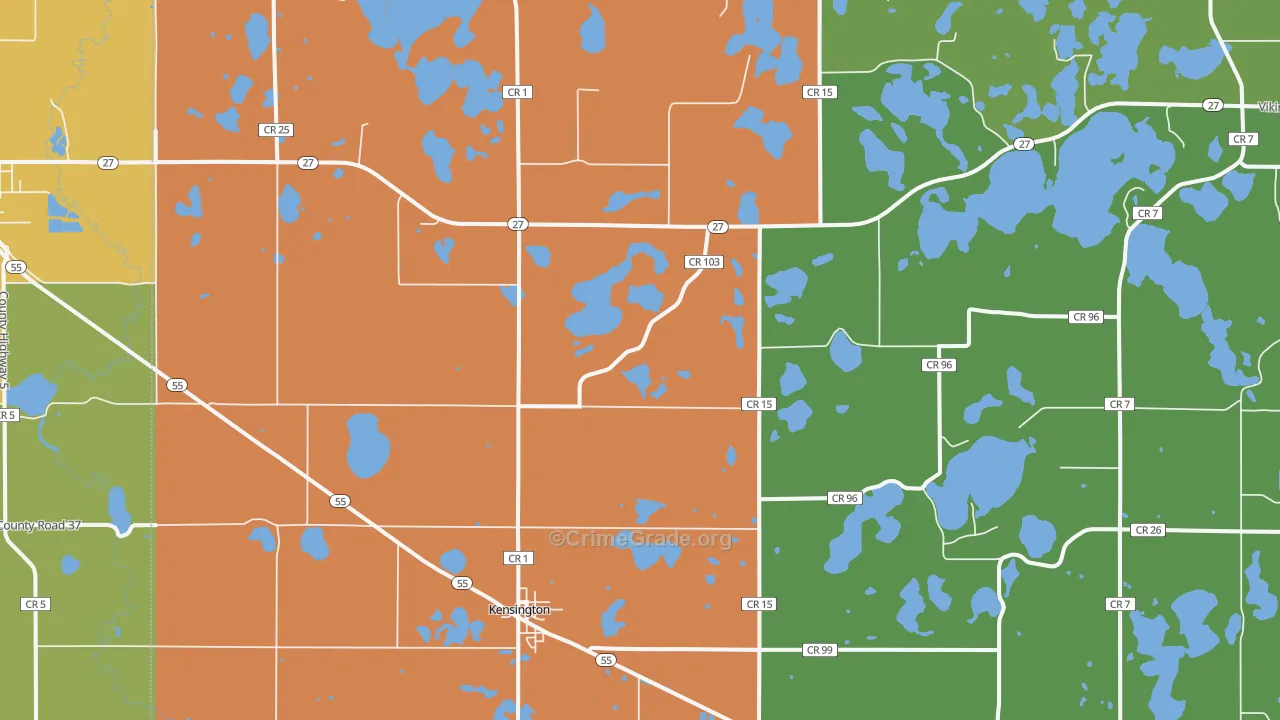 Kensington, MN Map of Assault Rates