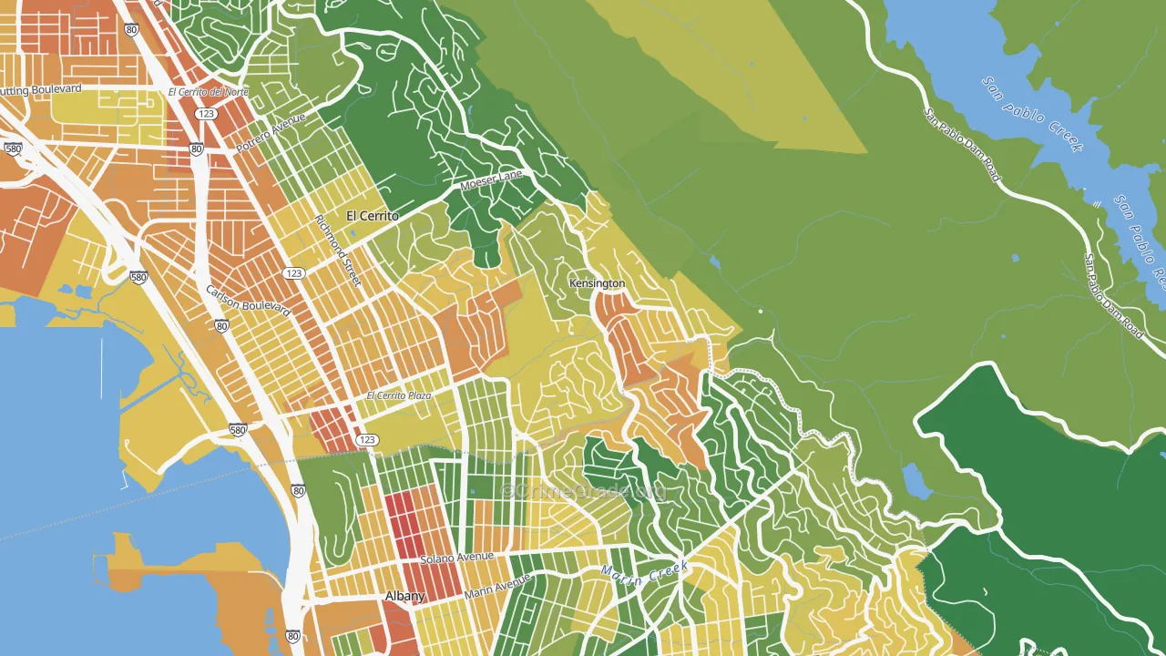 Kensington-San Francisco, Berkeley, CA Map of Assault Rates