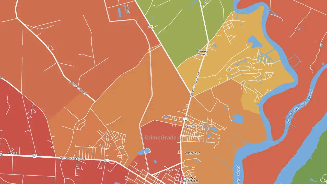 Kensington, SC Map of Assault Rates